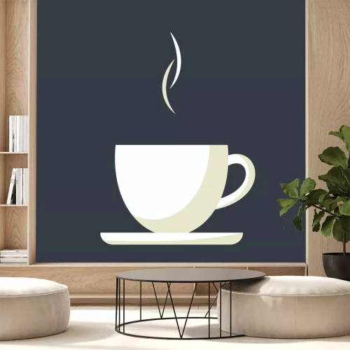 Sticker Weiße Tasse auf schwarzem Hintergrund