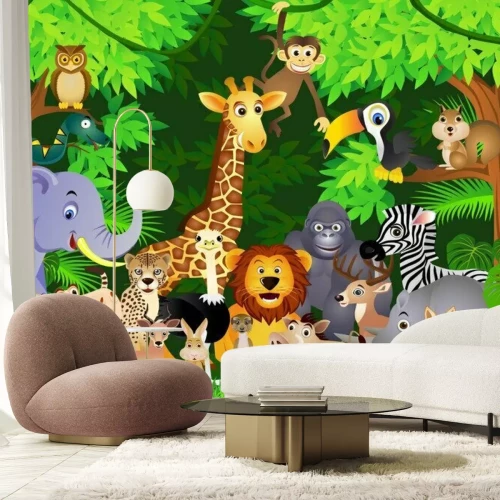 Fototapete Tiere im grünen Zoo