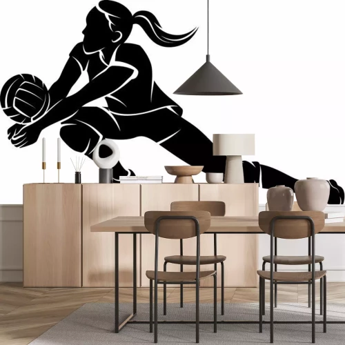 Sticker Volleyball Dig Mädchen-Schattenbild