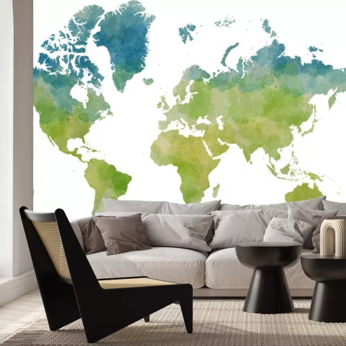 Fototapete Pastellfarbene grüne Weltkarte