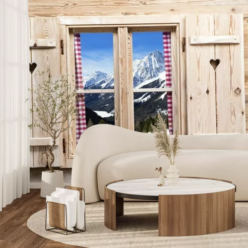 Fototapete Fenster berge