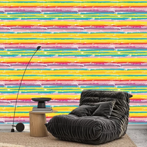 Tapete Imitation verschiedenfarbiger Streifen mit Farbe gemalt