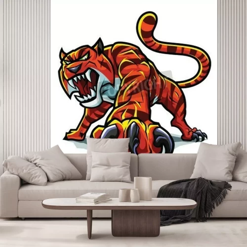 Fototapete Grafischer tiger auf weißem hintergrund