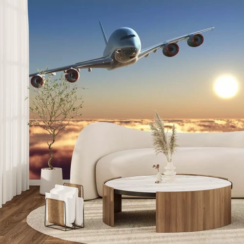 Fototapete Flugzeug über den Wolken