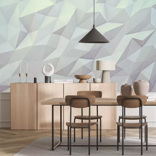 Sticker Ein hellgrauer dreidimensionaler geometrischer Hintergrund mit Formen