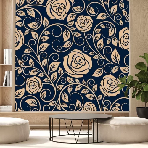 Sticker Weinlese-Rosen blüht nahtloses Muster