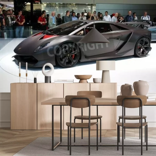 Fototapete Auto 3D Lamborghini-Ausstellung