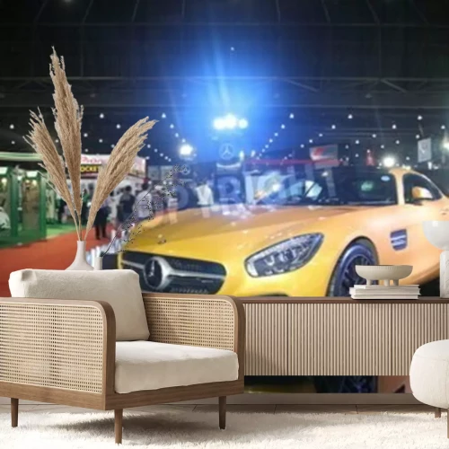 Fototapete Gelbes Sportfahrzeug Mercedes