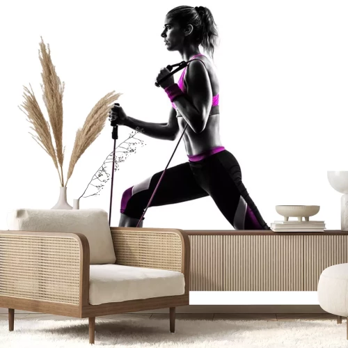 Sticker Frau Fitness-Übungen Widerstand Bands