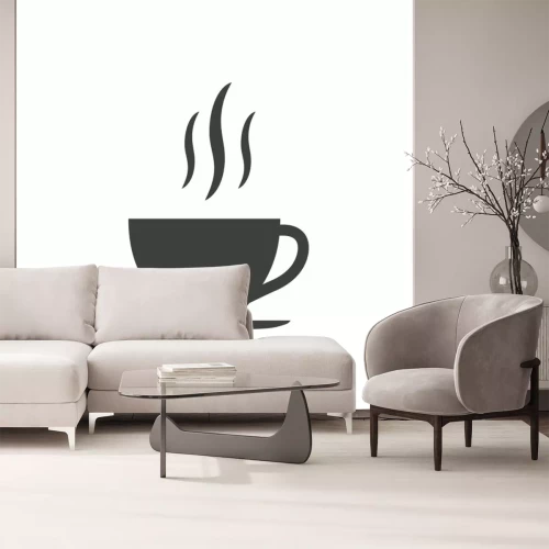 Sticker Schwarz-weiße Tasse Kaffee Grafik