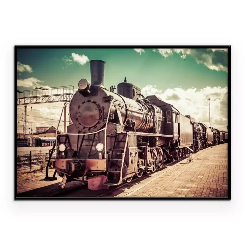 Poster Vintage-Foto mit einer historischen Lokomotive