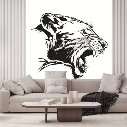 Fototapete Wilder brüllender tiger