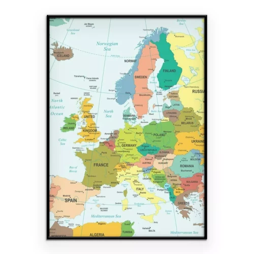 Poster Europe map - sehr detaillierte Vektor-Illustration.