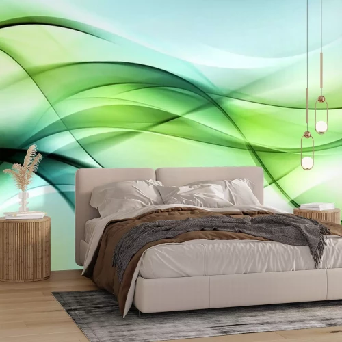 Fototapete Blau grüne abstrakte Wellen