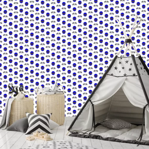 Tapete Blauer Helm und Fahnen