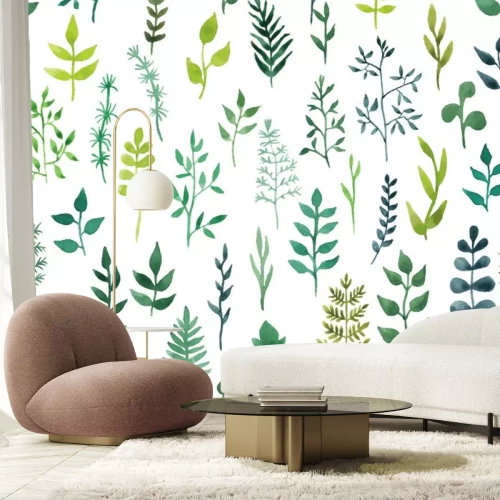 Sticker Vektorgrünes Aquarellblumen-nahtloses Muster