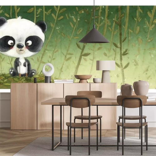 Sticker Pandabär zwischen Bambusbäumen