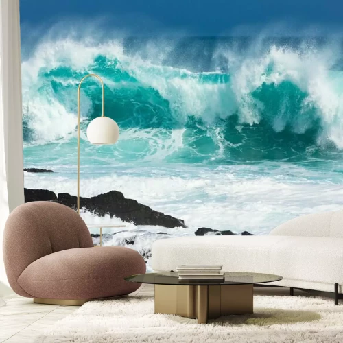 Fototapete Meer Wellen und Felsen