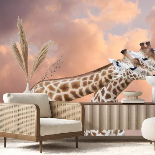 Sticker Zwei Giraffen vor dem Hintergrund der Wolken