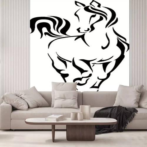 Sticker Minimalistische Grafik Pferdeumriss