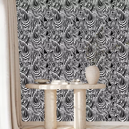 Tapete Abstrakte schwarz-weiße Zebras