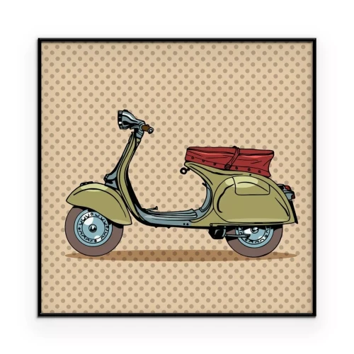Poster Italienischer Vespa-Roller vor gepunktetem Hintergrund