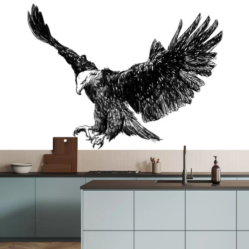 Sticker einfarbiger Adler mit ausgebreiteten Flügeln