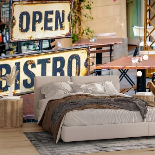 Fototapete Retro-Teller im Restaurant