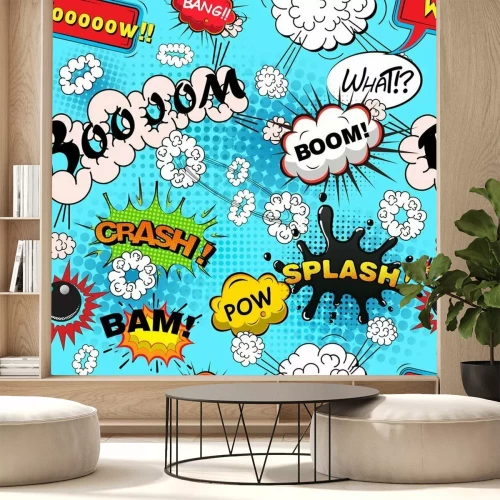 Fototapete Sprechblasen und Text im Pop-Art-Stil