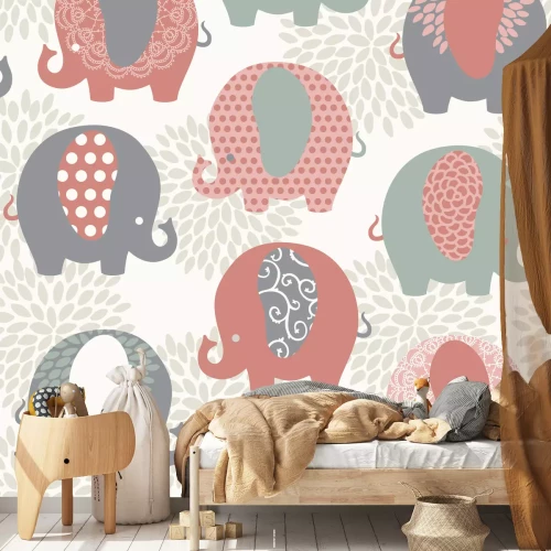 Sticker Nette bunte Elefanten nahtlose Vektor-Muster.