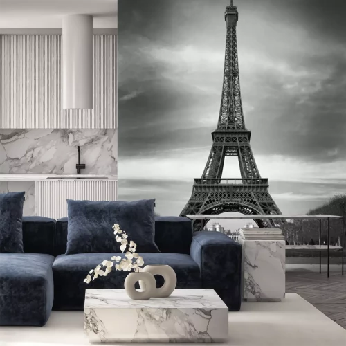 Fototapete Paris Eiffelturm und rotes Auto