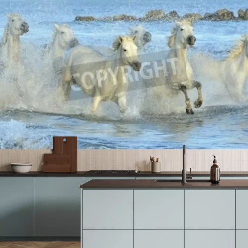 Fototapete Sommerlandschaft und pferde