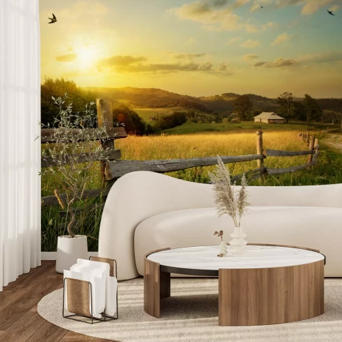 Fototapete Sonnenaufgang auf dem Land