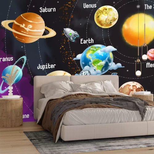 Fototapete Illustration mit den Planeten des Sonnensystems