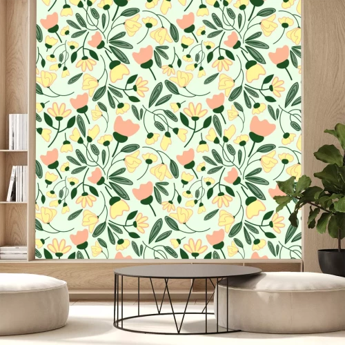 Sticker Nahtloses Muster der abstrakten Blumen. Bunter Vektorhintergrund