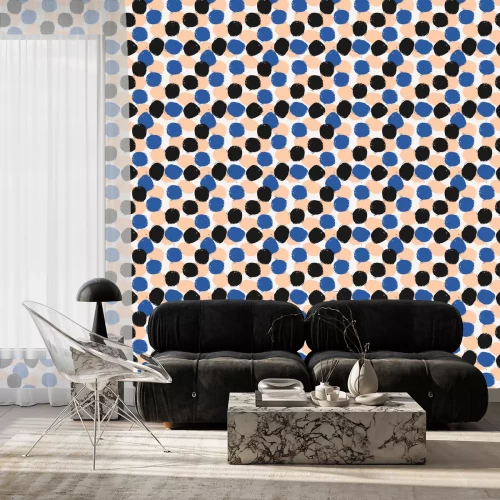 Tapete Dreifarbiges Motiv mit unregelmäßigen Kreisen