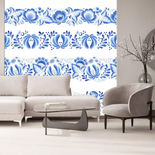 Sticker Blaue Blumen Blumen russische Porzellan schöne Folk-Ornament.