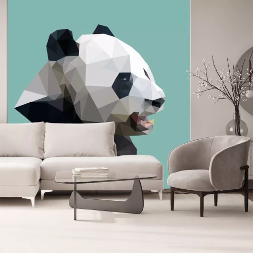 Sticker Pandabär in geometrischer Illustration