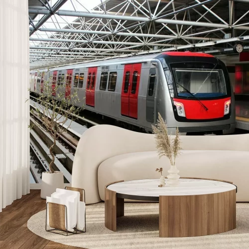 Sticker Metro train at the subway station