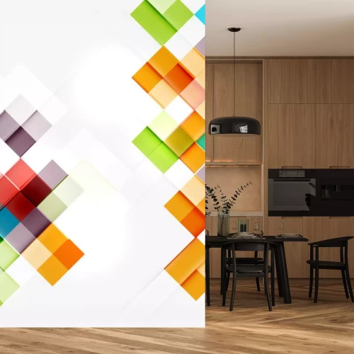 Sticker Quadratische Form Mosaik-Muster-Design. Universal-moderne Komposition