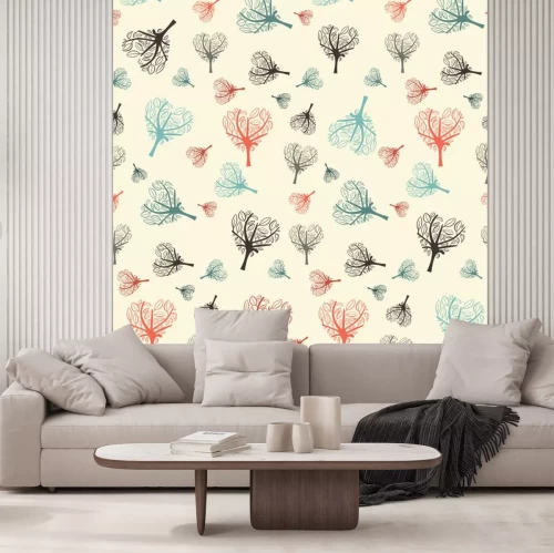 Sticker Seamless Vector FD-design Herz-geformte Bäume Hintergrund