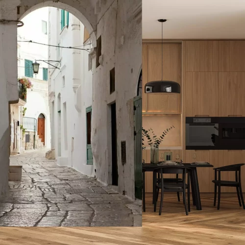 Fototapete Heller winkeliger Durchgang