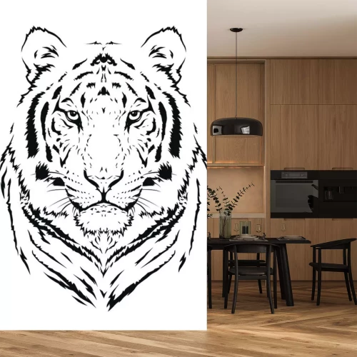 Sticker Tiger schwarzer Umriss weißer Hintergrund