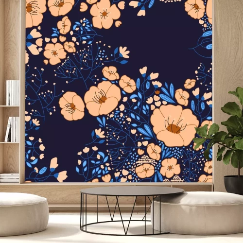 Sticker Auszug blüht nahtloses Muster. Bunte Vektor-Hintergrund