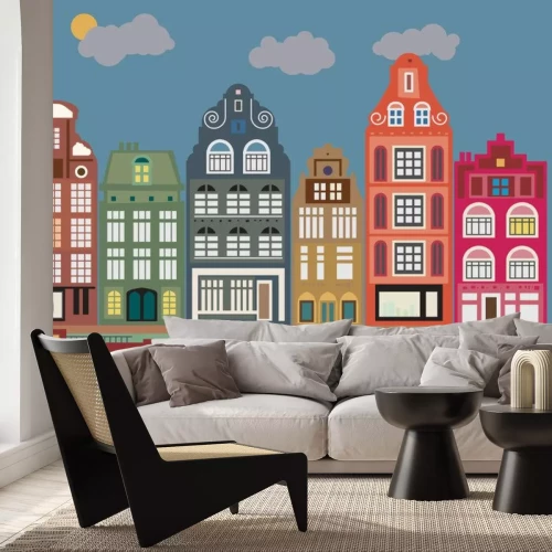 Sticker Gebäude in Amsterdam, Vektor-Illustration