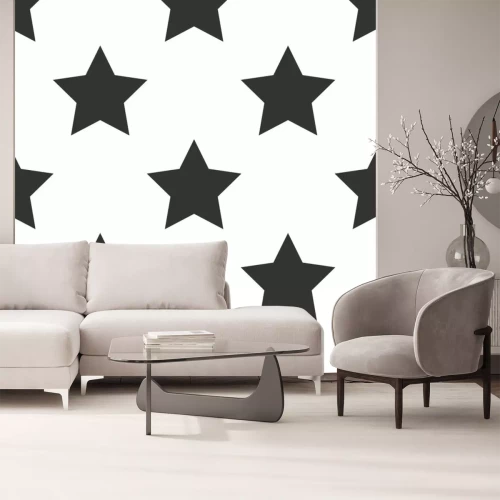 Sticker Schwarze große Sterne auf weißem Hintergrund
