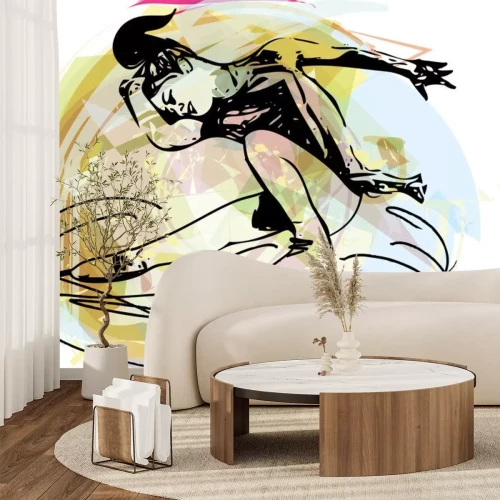 Sticker Frau ice skater in bunten Sport-Arena