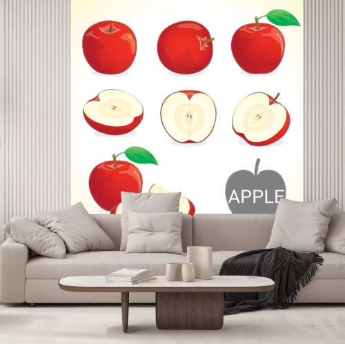 Sticker Roter Apfel ganz und in Teilen