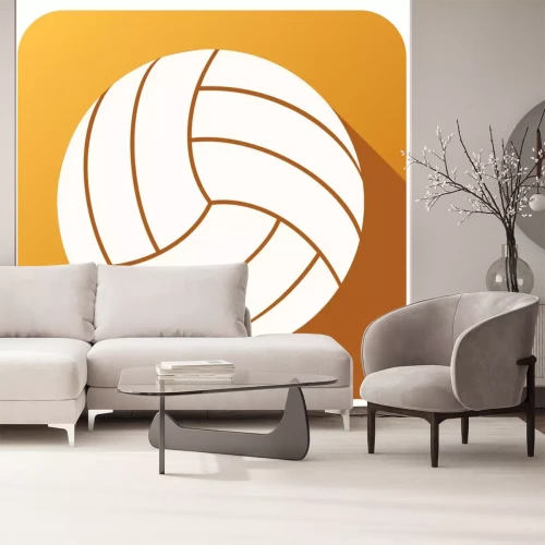Sticker Sport Symbol mit Volleyball Ball im flachen Stil. Vector