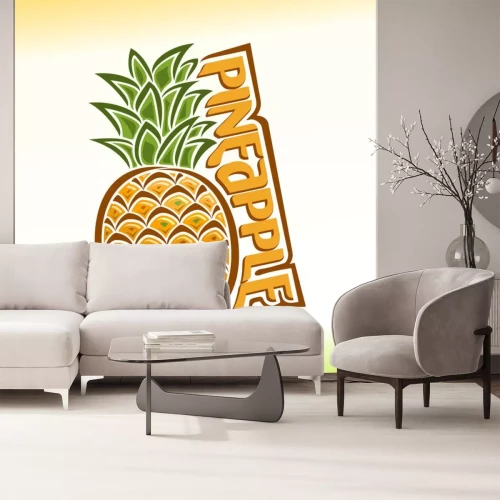 Sticker Grafik mit Ananas und Aufschrift in Orange